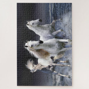 Horses running throw pillow jigsaw puzzle