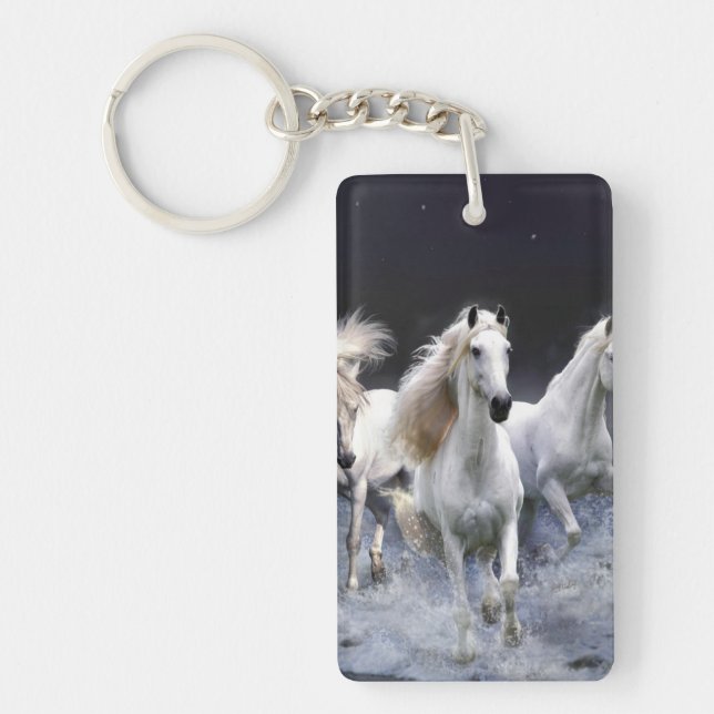 Horses running  throw pillow keychain (Front)