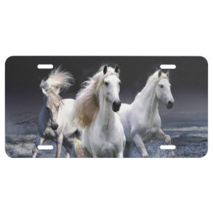 Horses running throw pillow license plate