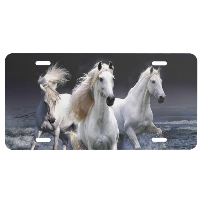 Horses running  throw pillow license plate (Front)