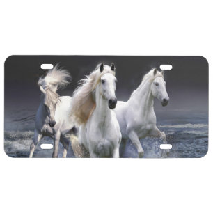 Horses running throw pillow license plate