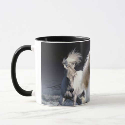Horses running  throw pillow mug