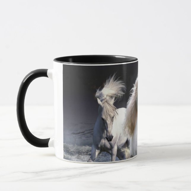 Horses running  throw pillow mug (Left)