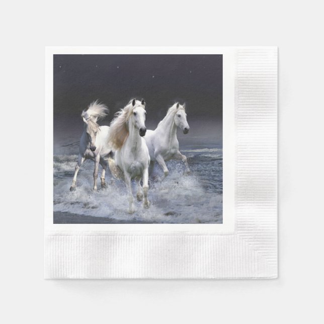 Horses running  throw pillow napkins (Front)
