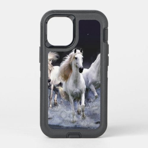 Horses running  throw pillow OtterBox defender iPhone 12 mini case