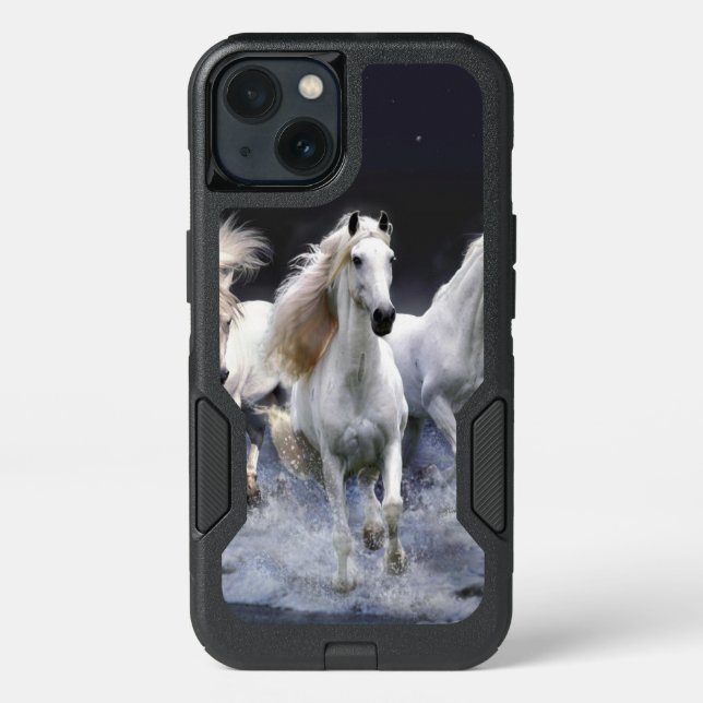 Horses running  throw pillow otterbox iPhone case (Back)