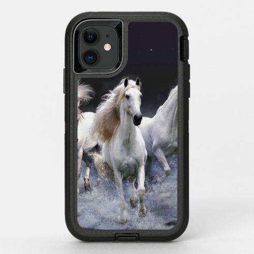 Horses running  throw pillow OtterBox defender iPhone 11 case