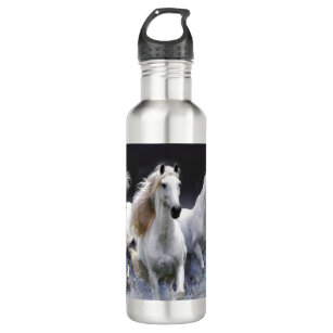 Horses running  throw pillow stainless steel water bottle