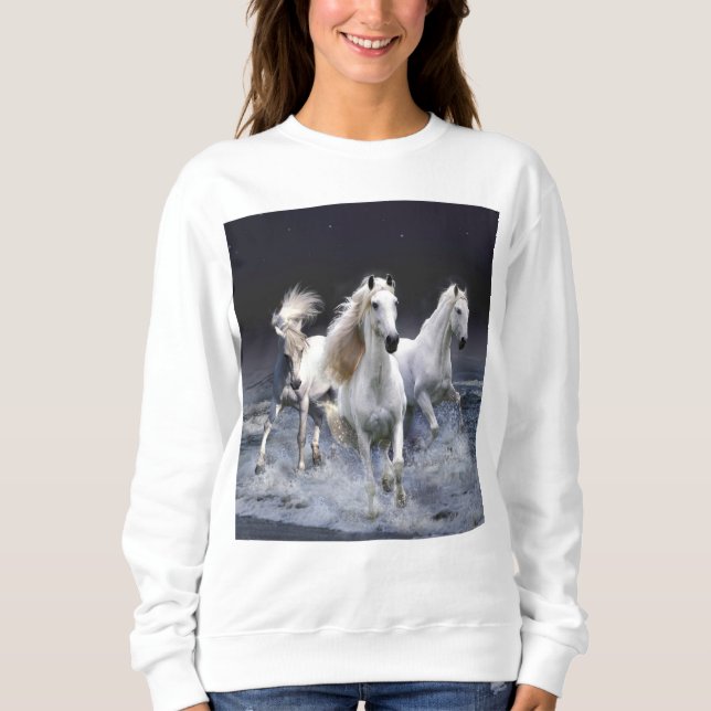 Horses running  throw pillow sweatshirt (Front)