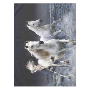 Horses running  throw pillow tablecloth