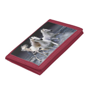 Horses running  throw pillow tri-fold wallet