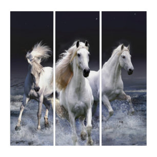Horses running throw pillow triptych