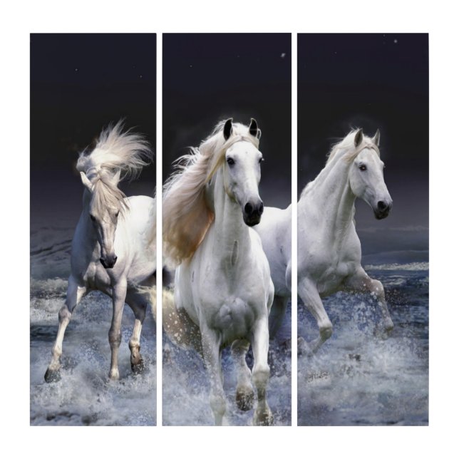 Horses running  throw pillow triptych (Front)
