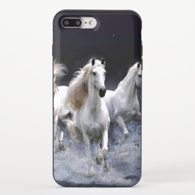 Horses running  throw pillow uncommon iPhone case (Back)