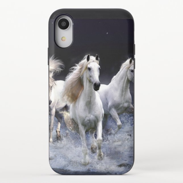 Horses running  throw pillow uncommon iPhone case (Back)