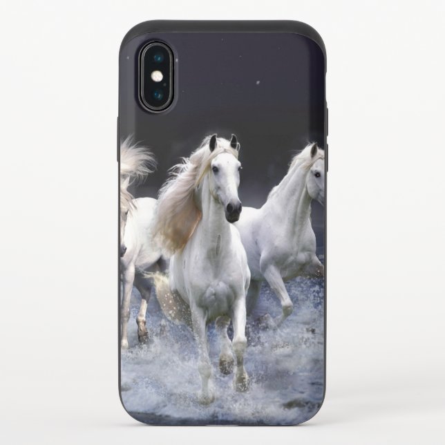 Horses running  throw pillow uncommon iPhone case (Back)
