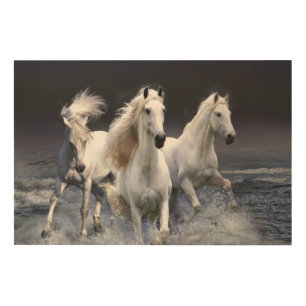 Horses running throw pillow wood wall art