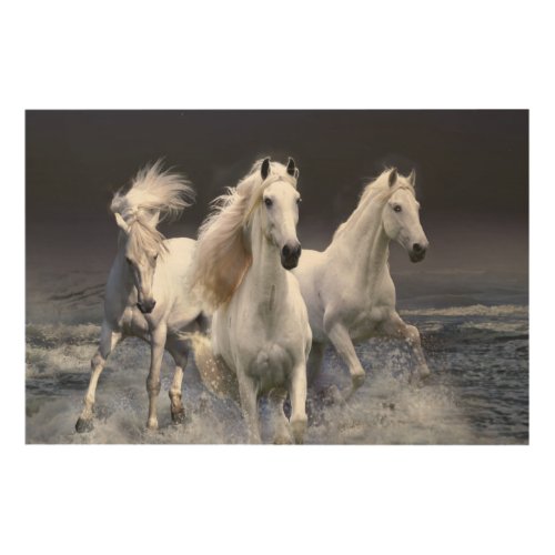 Horses running  throw pillow wood wall art