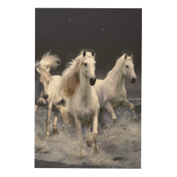 Horses running  throw pillow wood wall art