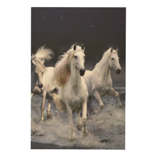 Horses running throw pillow wood wall art