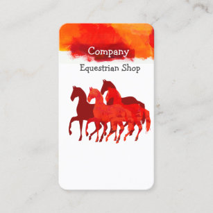 Horses Running Watercolor Horseback Artistic Color Business Card