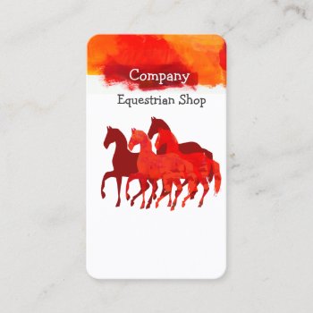 Horses Running Watercolor Horseback Artistic Color Business Card by happytwitt at Zazzle