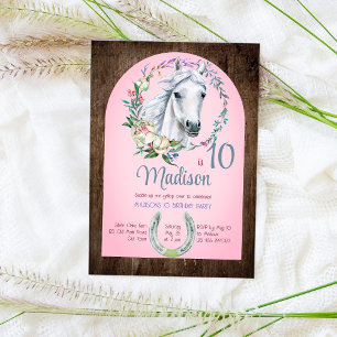 Horses saddle up cowgirl birthday invite