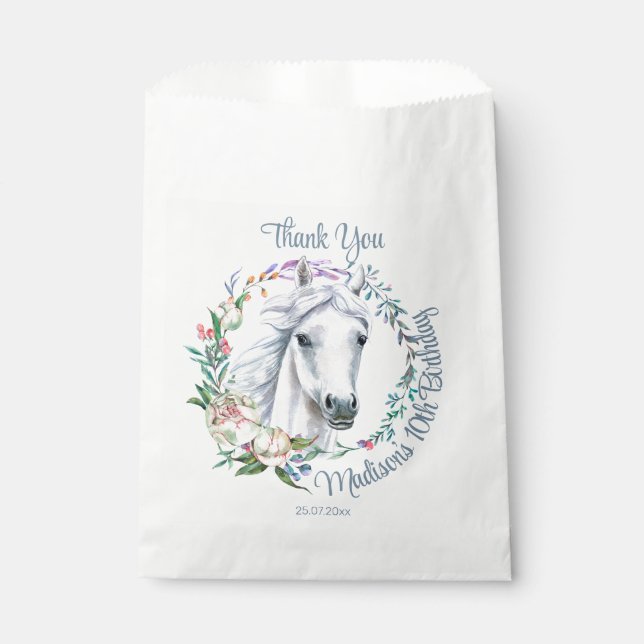 Horses saddle up cowgirl birthday personalized favor bag (Front)