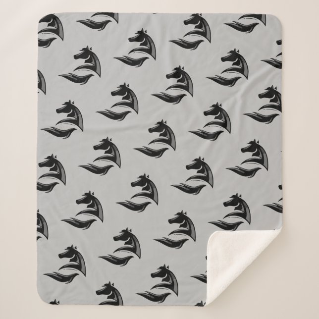 Horses Silhouette Logo Horses Graphic art Sherpa Blanket (Front)