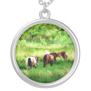 HORSES SILVER PLATED NECKLACE