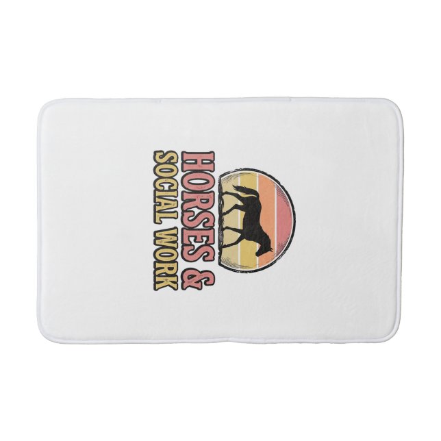 Horses & Social Work Retro Sunset Vector Design_1 Bath Mat (Front)