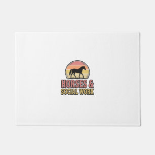 Horses & Social Work Retro Sunset Vector Design_1 Doormat