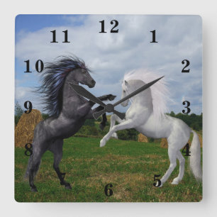Horses Square Wall Clock