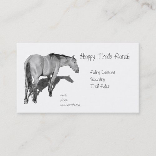 Horses, Stable, Riding, Lesson: Horses in Pencil Business Card Template