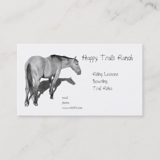 Customizable Horses, Stable, Riding, Lesson: Horses in Pencil Business Card Template