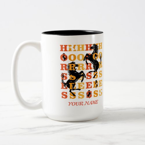 Horses Stallion Colorful Cute  Two_Tone Coffee Mug