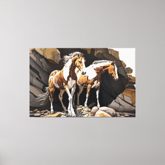 Horses Standing Next to Each Other Canvas Print