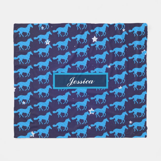 Horses Starry Night Fleece Blanket (Front (Horizontal))