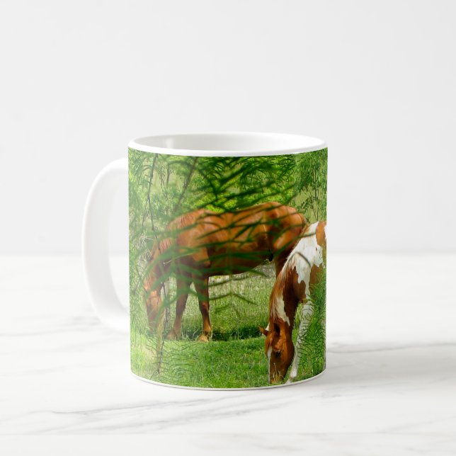 Horses Summer Leaves Coffee Mug (Front Left)