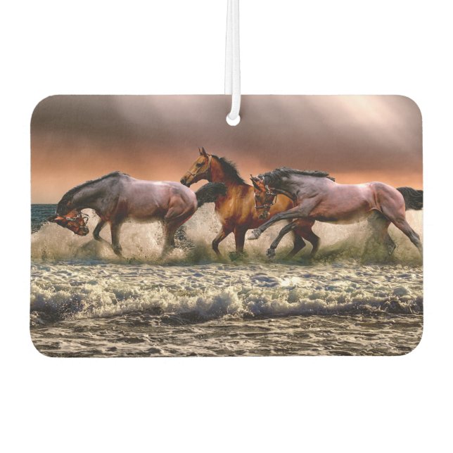 Horses Sunset and Surf Air Freshener (Front)