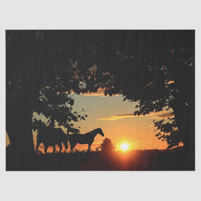 Horses Sunset  Decoupage Tissue Paper (Front)