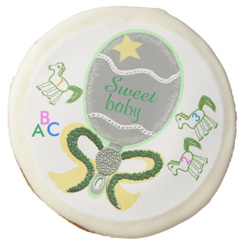 Horses Sweet Baby Yellow Star Green Bow Rattle ABC Sugar Cookie