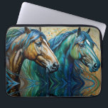 Horses Teal blue green brown Laptop Sleeve<br><div class="desc">Two horses in Shades of teal blue,  green and brown

AI Art by minx267</div>