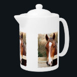 HORSES TEAPOT<br><div class="desc">A photographic design of a beautiful chestnut horse.</div>