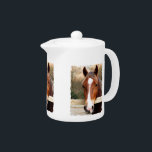 HORSES TEAPOT<br><div class="desc">A photographic design of a beautiful chestnut horse.
com.</div>