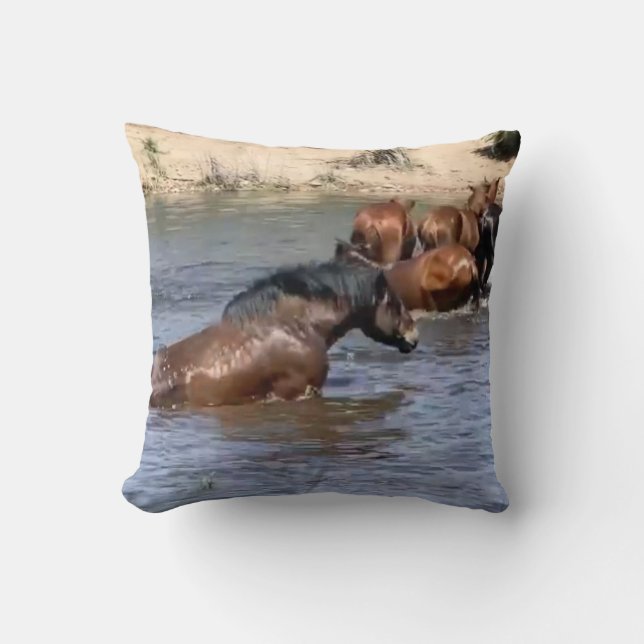 Horses Throw Pillow (Front)