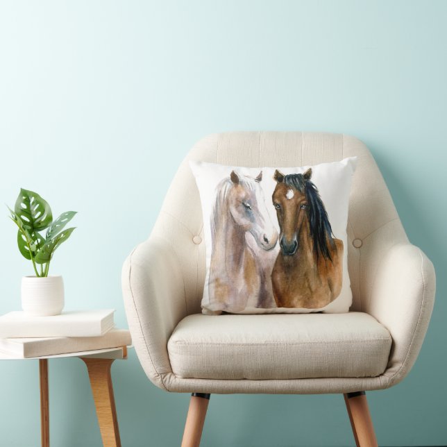 Horses Throw Pillow (Chair)