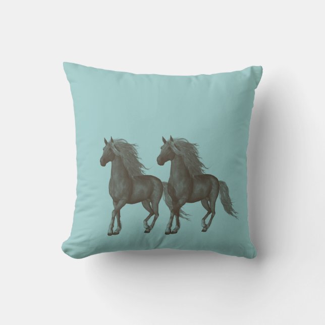 Horses Throw Pillow (Front)