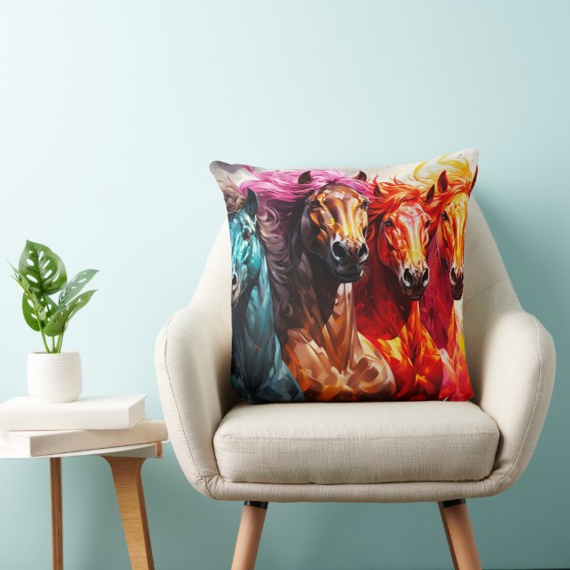 Horses Throw Pillow (Chair)