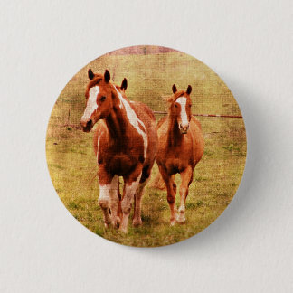 Horses Trotting Button